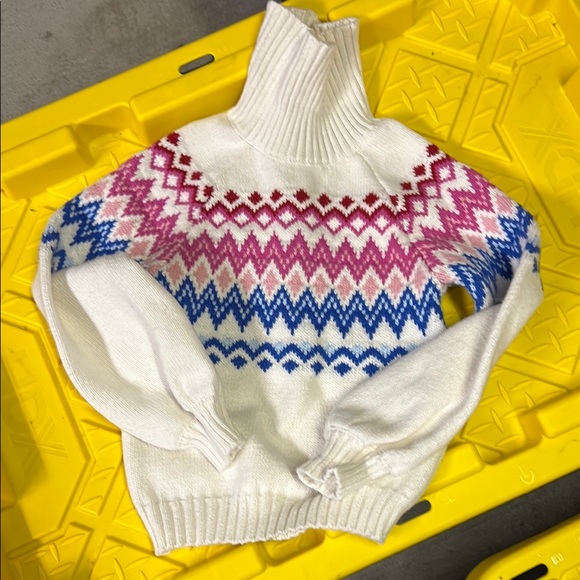 Janie & Jack White Sweater with Pink and Blue Pattern - Picture 1 of 3